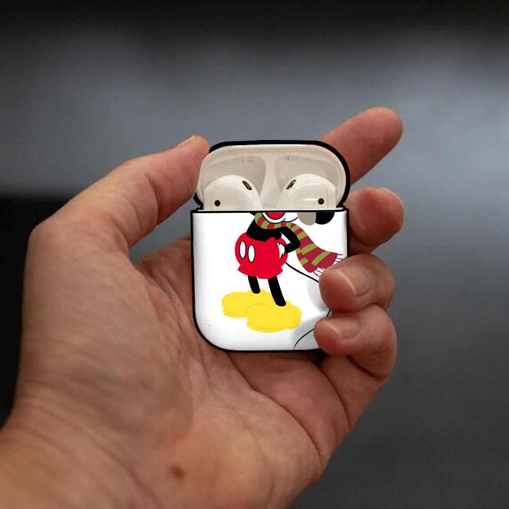 ミッキーマウス Mickey Mouse AirPods 第2世代保護ケース ハードシェル ブラック 耐衝撃・防指紋・カラビナ付き