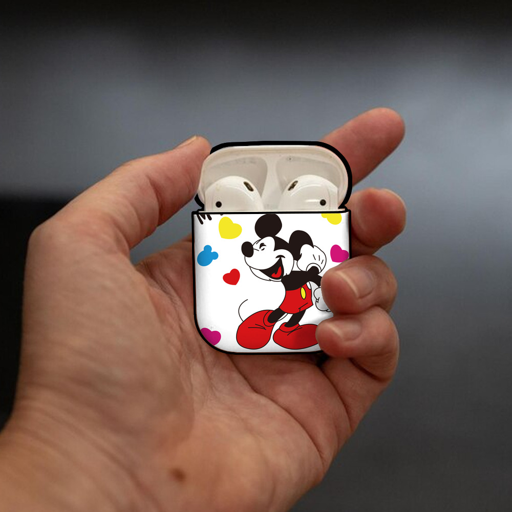 ミッキーマウス Mickey Mouse AirPods 第2世代保護ケース ハードシェル ブラック 耐衝撃・防指紋・カラビナ付き
