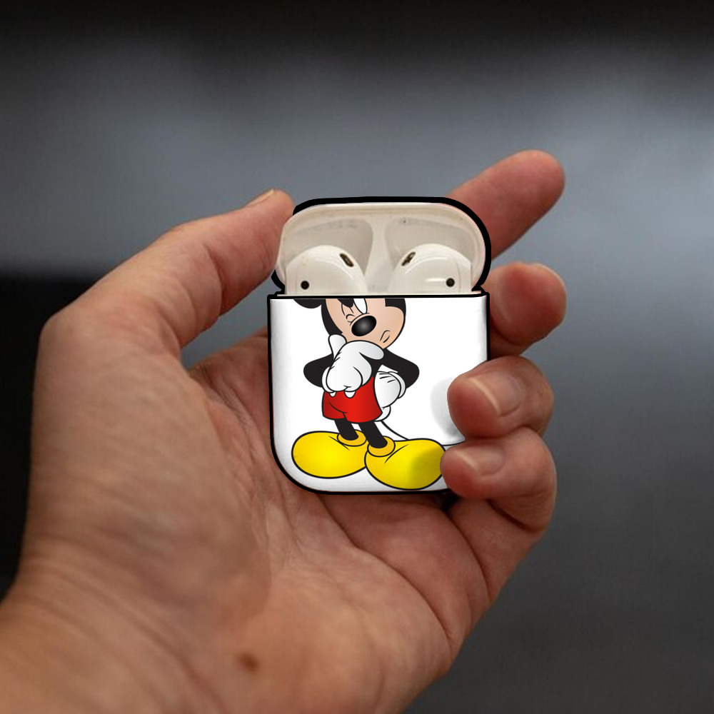 ミッキーマウス Mickey Mouse AirPods 第2世代保護ケース ハードシェル ブラック 耐衝撃・防指紋・カラビナ付き