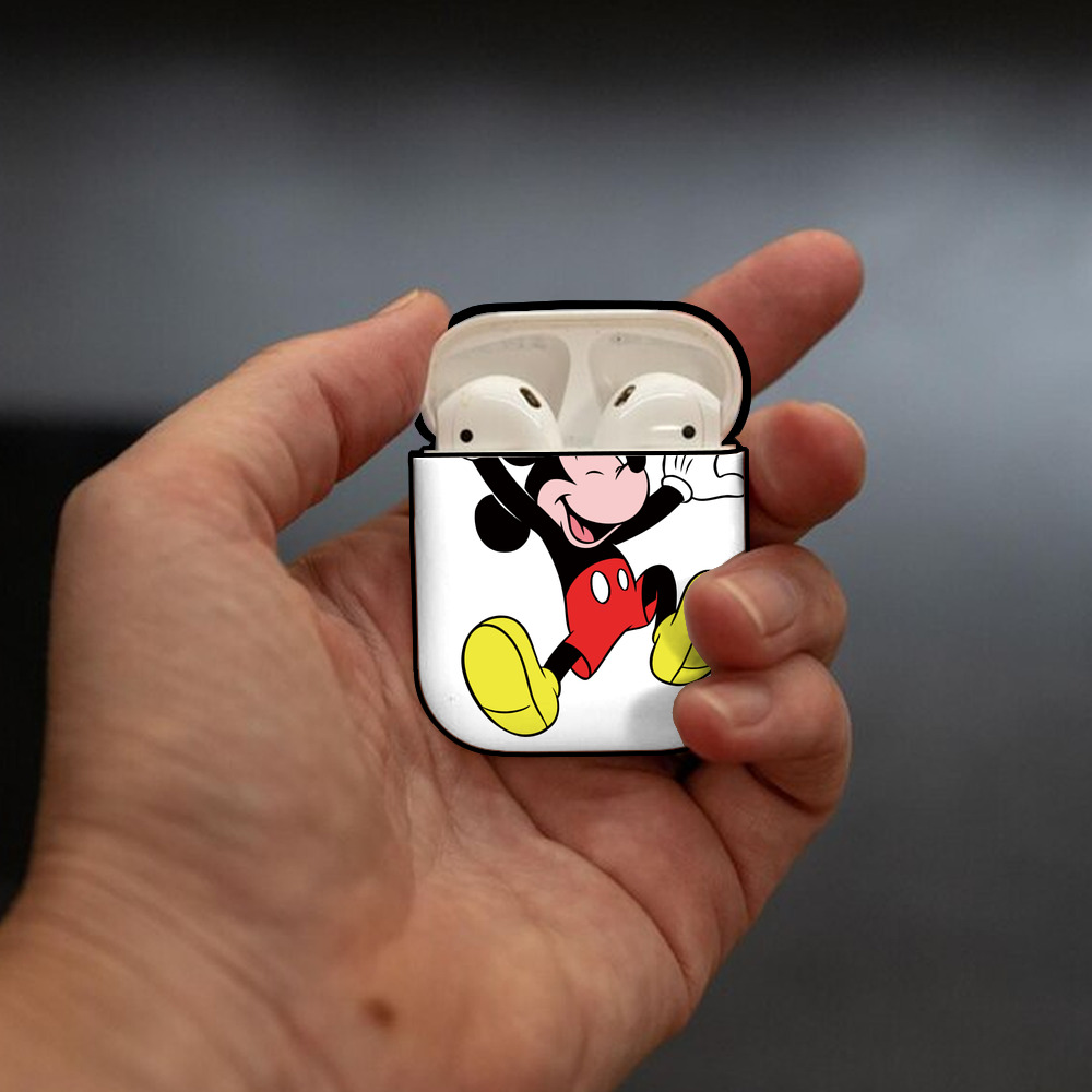 ミッキーマウス Mickey Mouse AirPods 第2世代保護ケース ハードシェル ブラック 耐衝撃・防指紋・カラビナ付き