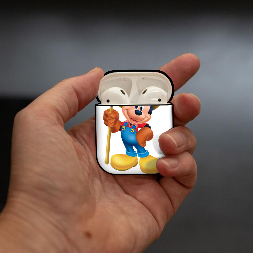 ミッキーマウス Mickey Mouse AirPods 第2世代保護ケース ハードシェル ブラック 耐衝撃・防指紋・カラビナ付き