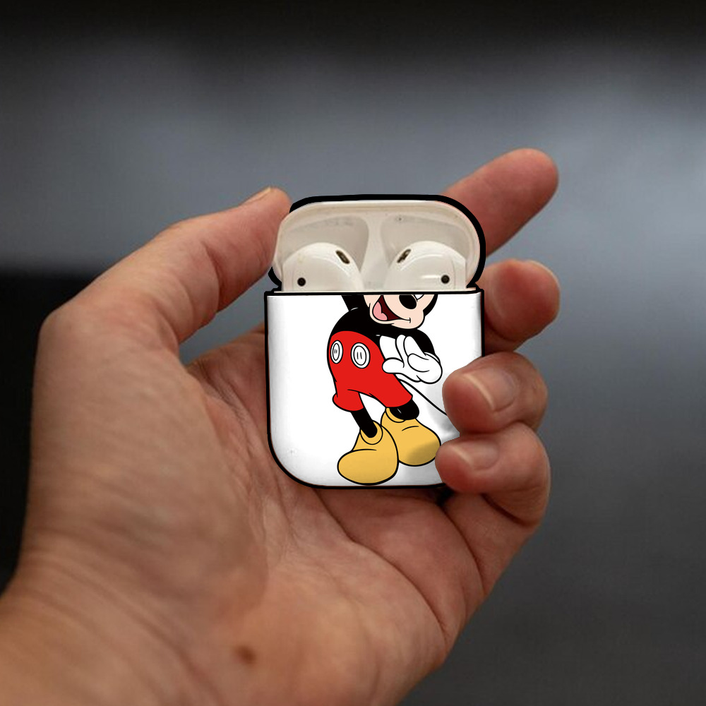 ミッキーマウス Mickey Mouse AirPods 第2世代保護ケース ハードシェル ブラック 耐衝撃・防指紋・カラビナ付き