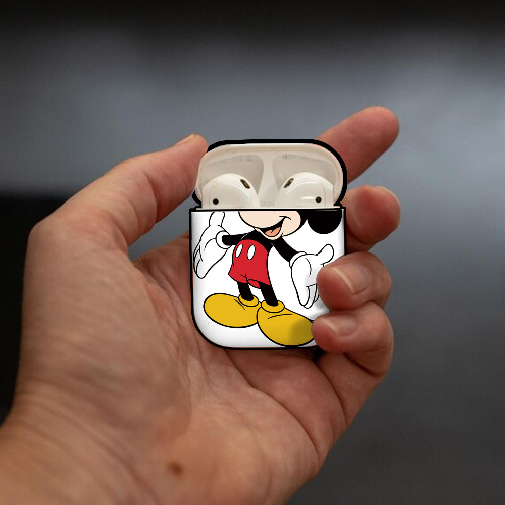 ミッキーマウス Mickey Mouse AirPods 第2世代保護ケース ハードシェル ブラック 耐衝撃・防指紋・カラビナ付き