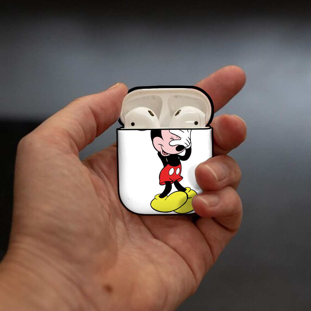 ミッキーマウス Mickey Mouse AirPods 第2世代保護ケース ハードシェル ブラック 耐衝撃・防指紋・カラビナ付き