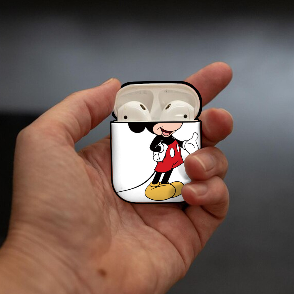ミッキーマウス Mickey Mouse AirPods 第2世代保護ケース ハードシェル ブラック 耐衝撃・防指紋・カラビナ付き