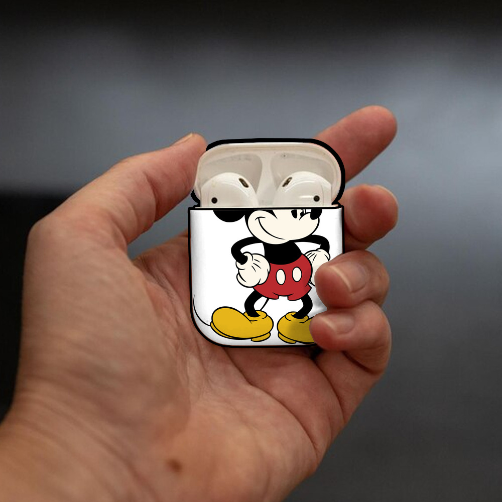 ミッキーマウス Mickey Mouse AirPods 第2世代保護ケース ハードシェル ブラック 耐衝撃・防指紋・カラビナ付き
