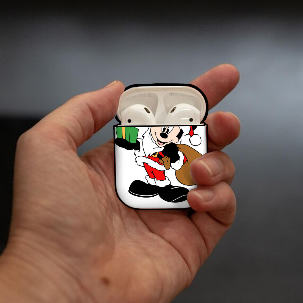 ミッキーマウス Mickey Mouse AirPods 第2世代保護ケース ハードシェル ブラック 耐衝撃・防指紋・カラビナ付き