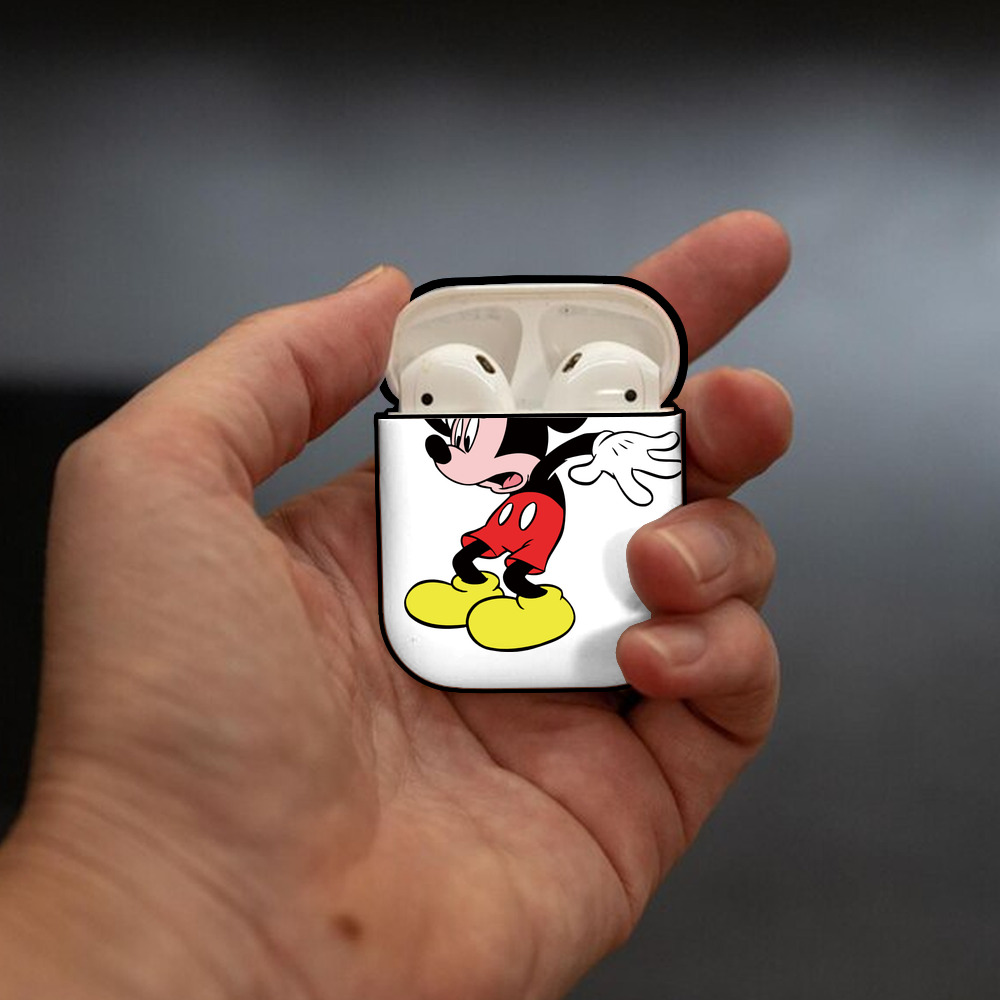 ミッキーマウス Mickey Mouse AirPods 第2世代保護ケース ハードシェル ブラック 耐衝撃・防指紋・カラビナ付き