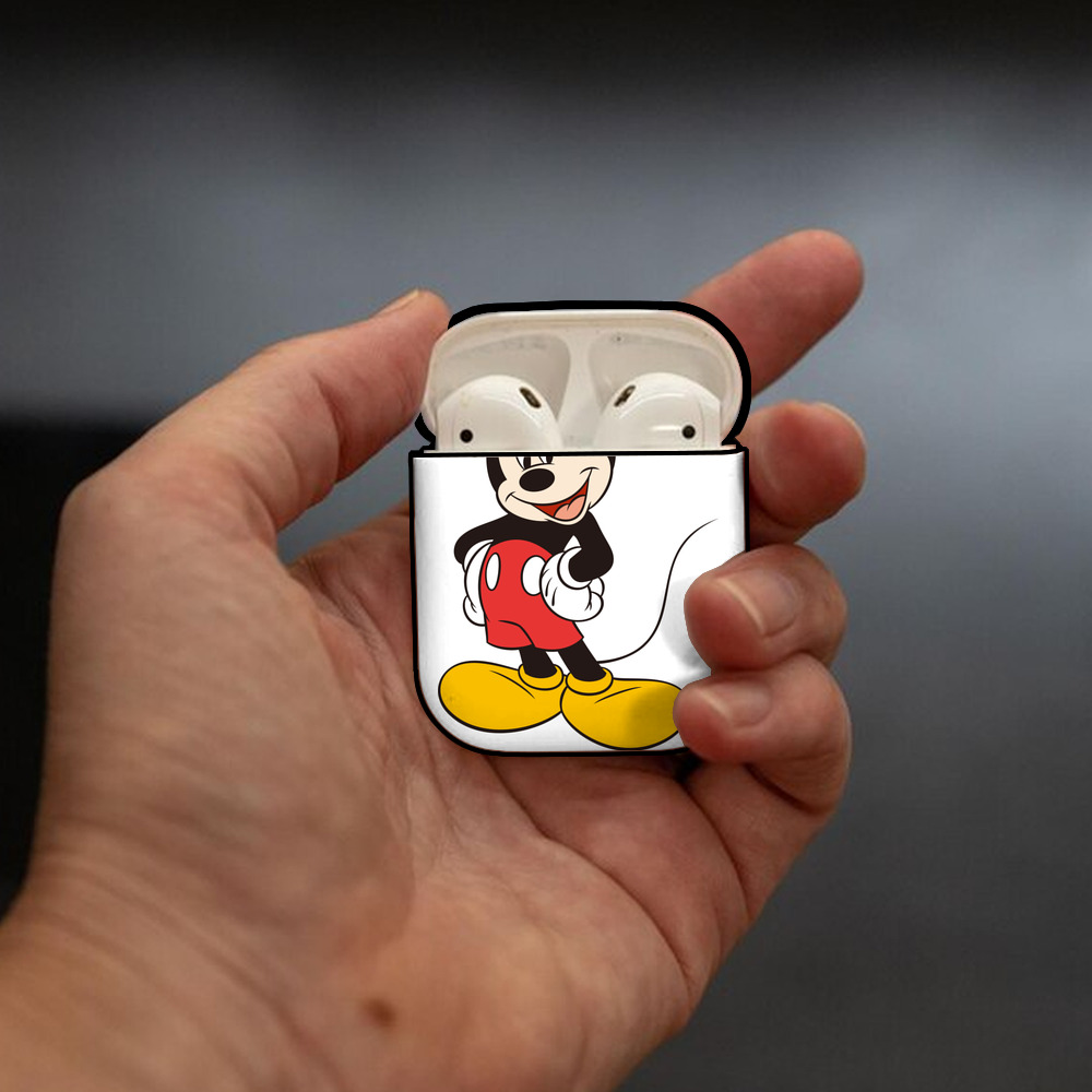 ミッキーマウス Mickey Mouse AirPods 第2世代保護ケース ハードシェル ブラック 耐衝撃・防指紋・カラビナ付き