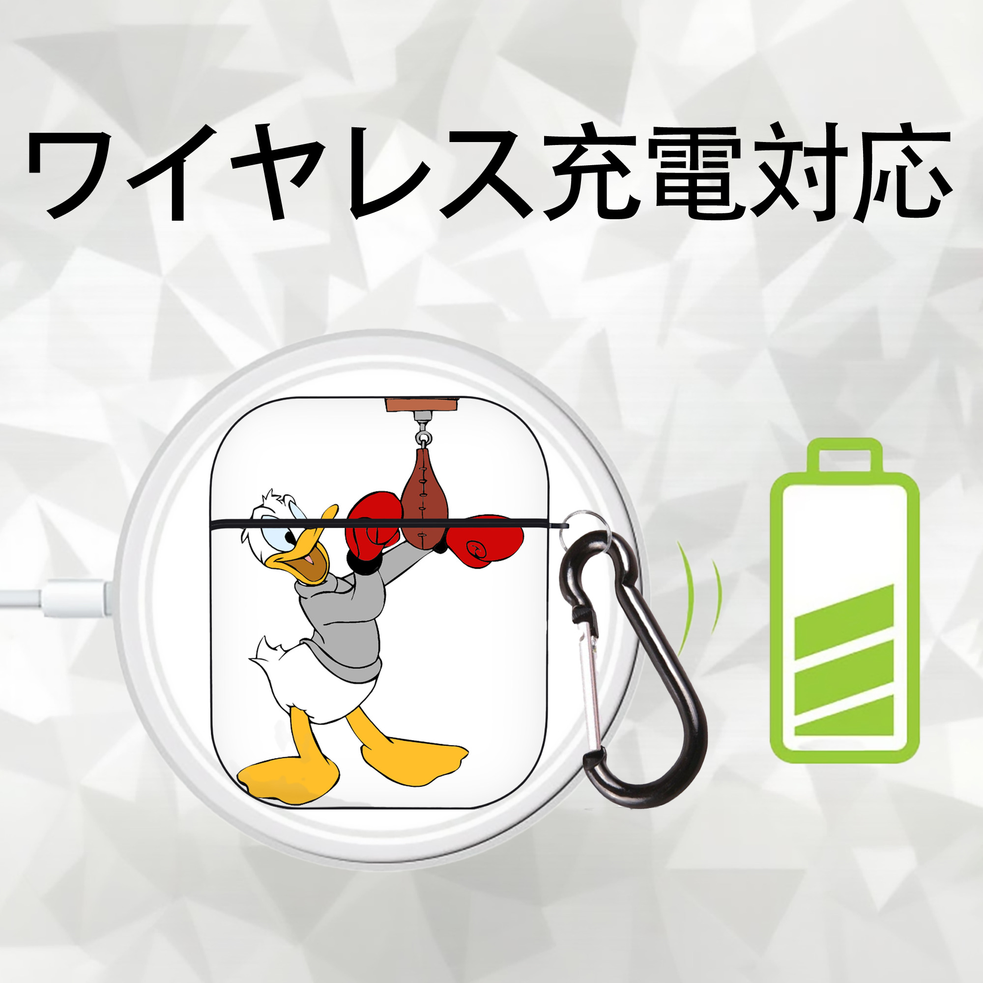 ミッキーマウス Mickey Mouse AirPods 第2世代保護ケース ハードシェル ブラック 耐衝撃・防指紋・カラビナ付き