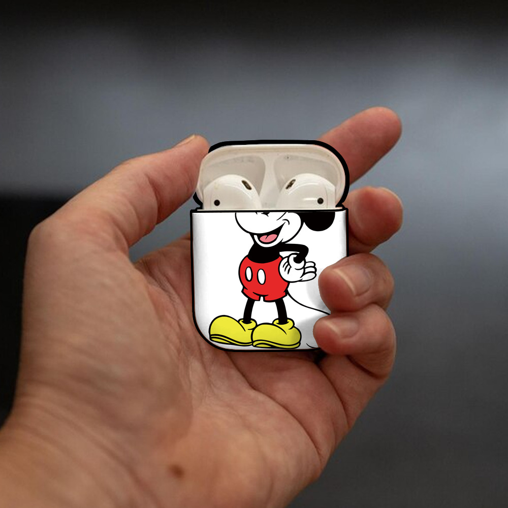 ミッキーマウス Mickey Mouse AirPods 第2世代保護ケース ハードシェル ブラック 耐衝撃・防指紋・カラビナ付き