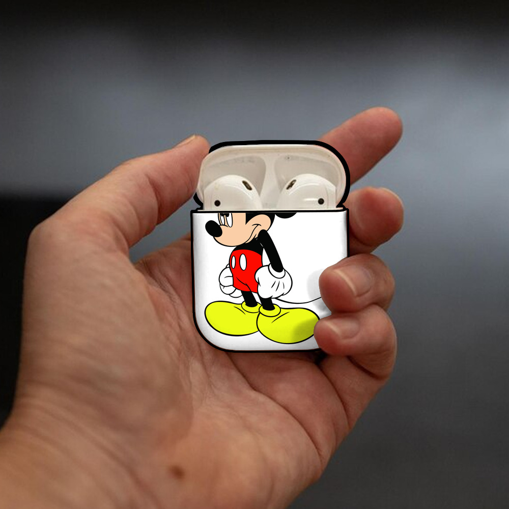 ミッキーマウス Mickey Mouse AirPods 第2世代保護ケース ハードシェル ブラック 耐衝撃・防指紋・カラビナ付き