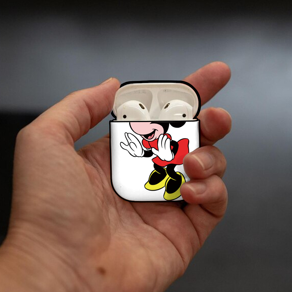 ミッキーマウス Mickey Mouse AirPods 第2世代保護ケース ハードシェル ブラック 耐衝撃・防指紋・カラビナ付き