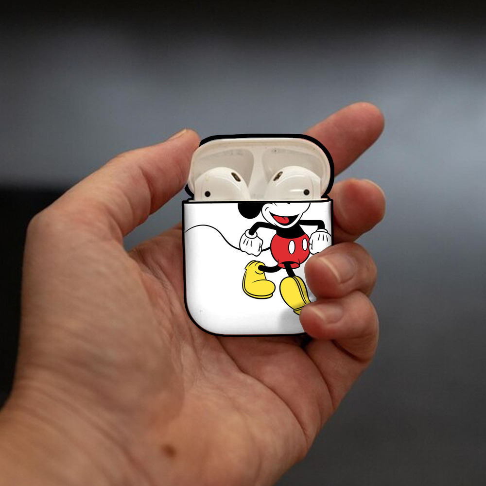 ミッキーマウス Mickey Mouse AirPods 第2世代保護ケース ハードシェル ブラック 耐衝撃・防指紋・カラビナ付き