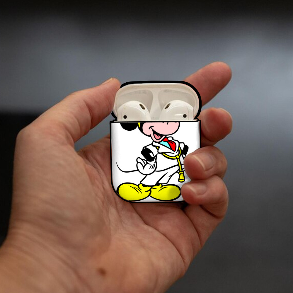 ミッキーマウス Mickey Mouse AirPods 第2世代保護ケース ハードシェル ブラック 耐衝撃・防指紋・カラビナ付き