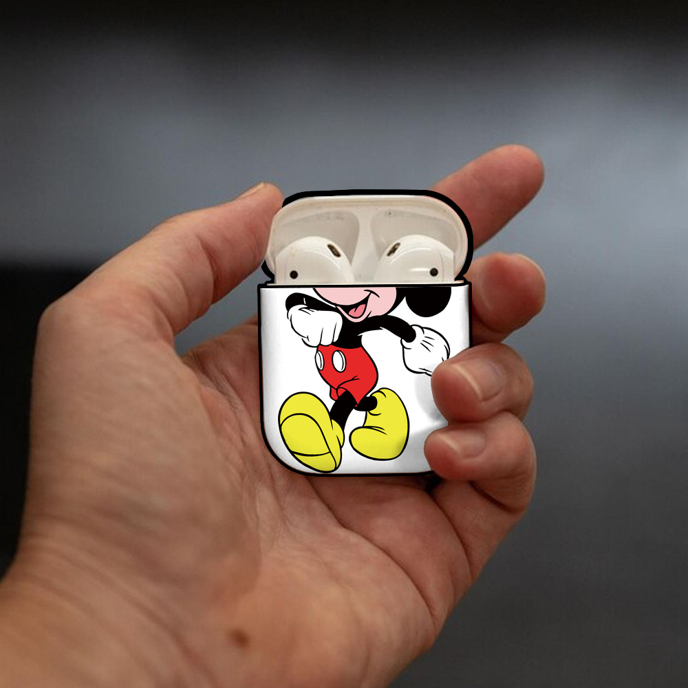 ミッキーマウス Mickey Mouse AirPods 第2世代保護ケース ハードシェル ブラック 耐衝撃・防指紋・カラビナ付き