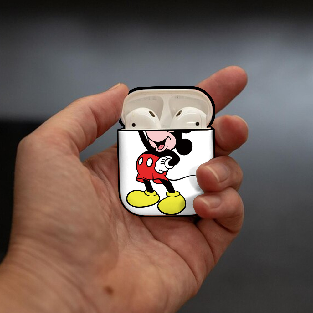 ミッキーマウス Mickey Mouse AirPods 第2世代保護ケース ハードシェル ブラック 耐衝撃・防指紋・カラビナ付き