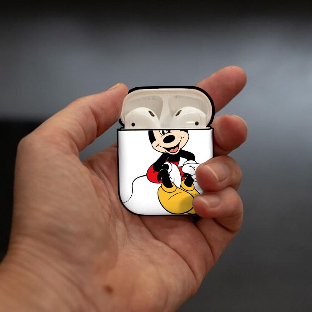 ミッキーマウス Mickey Mouse AirPods 第2世代保護ケース ハードシェル ブラック 耐衝撃・防指紋・カラビナ付き