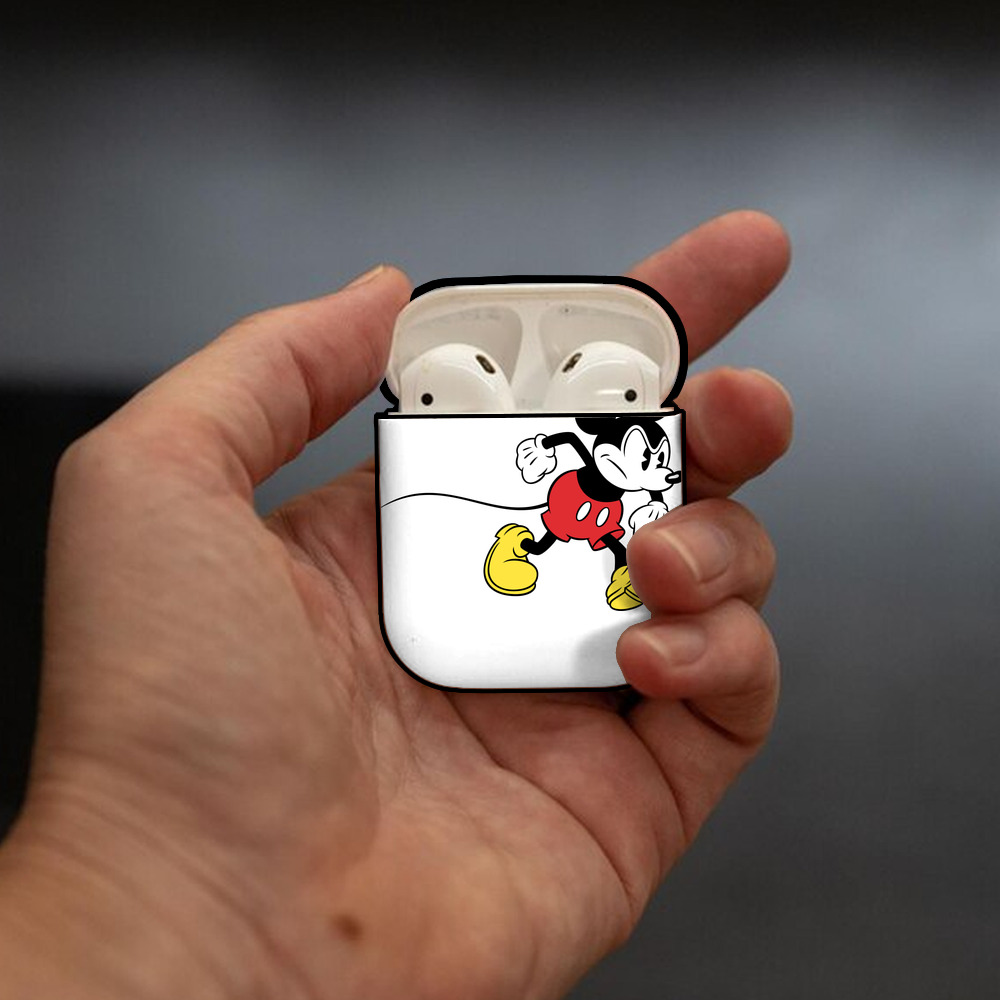 ミッキーマウス Mickey Mouse AirPods 第2世代保護ケース ハードシェル ブラック 耐衝撃・防指紋・カラビナ付き