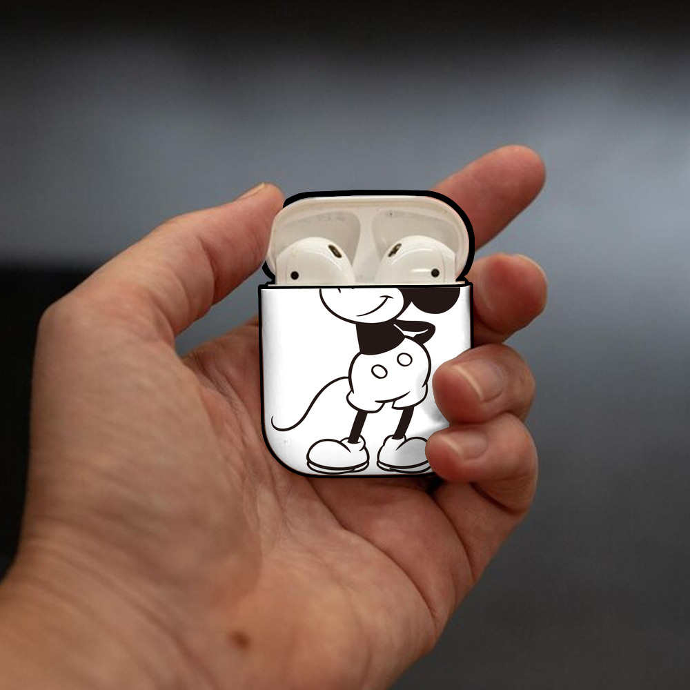 ミッキーマウス Mickey Mouse AirPods 第2世代保護ケース ハードシェル ブラック 耐衝撃・防指紋・カラビナ付き