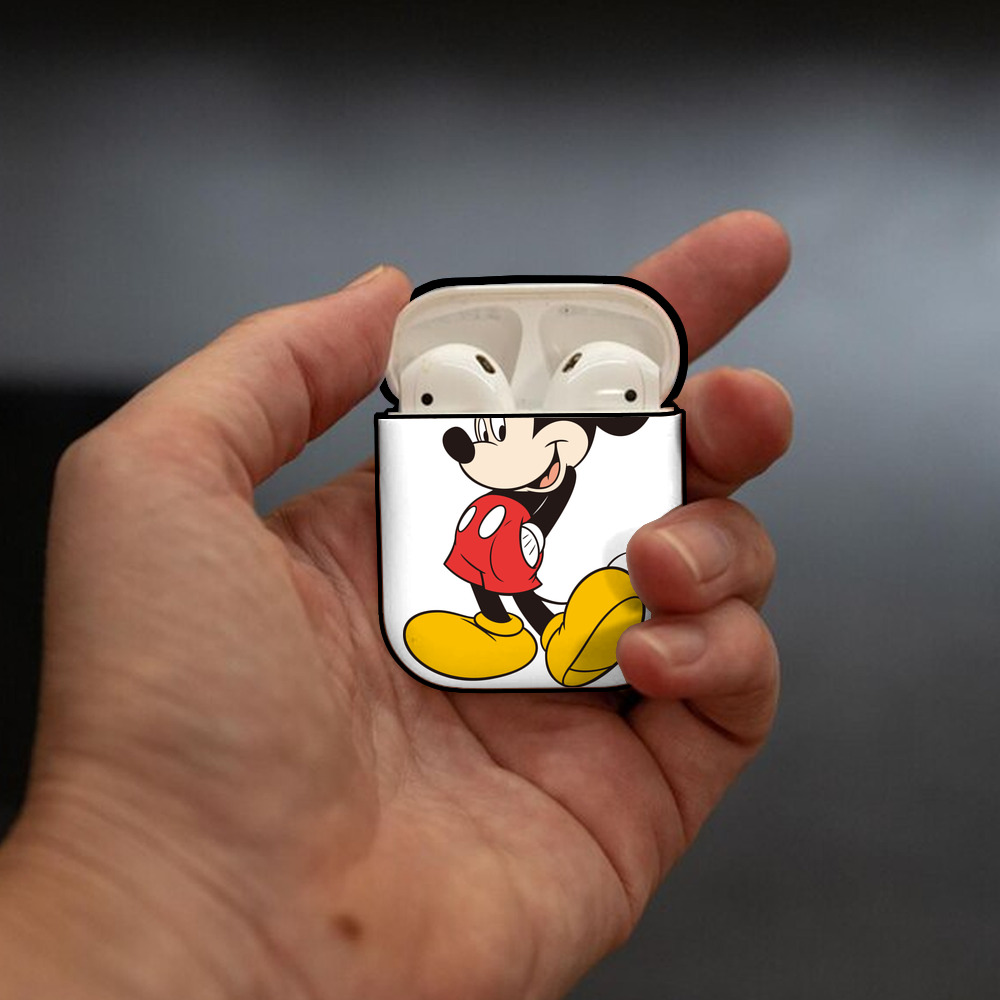 ミッキーマウス Mickey Mouse AirPods 第2世代保護ケース ハードシェル ブラック 耐衝撃・防指紋・カラビナ付き