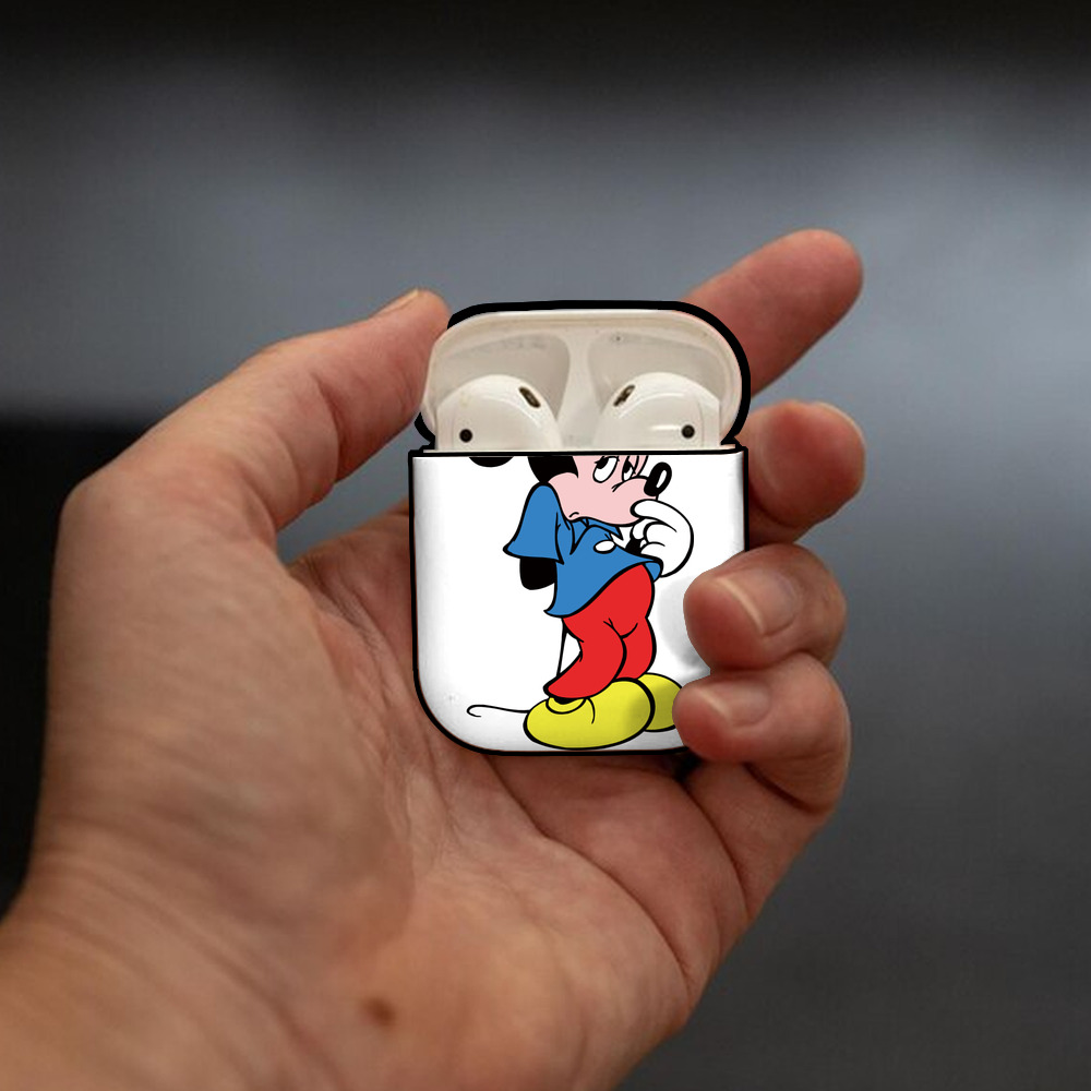 ミッキーマウス Mickey Mouse AirPods 第2世代保護ケース ハードシェル ブラック 耐衝撃・防指紋・カラビナ付き