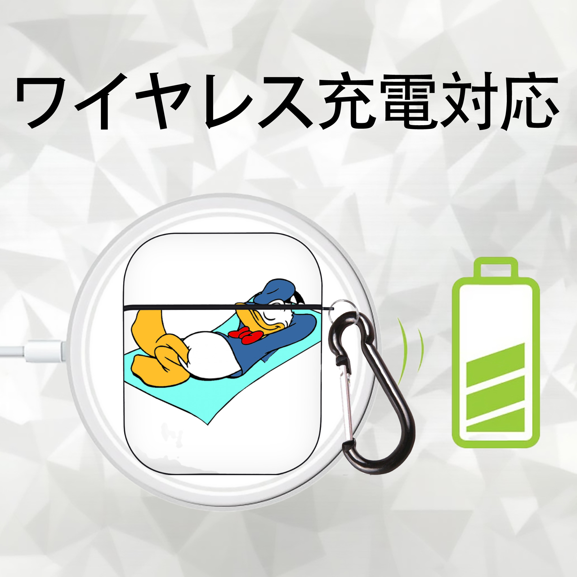 ミッキーマウス Mickey Mouse AirPods 第2世代保護ケース ハードシェル ブラック 耐衝撃・防指紋・カラビナ付き