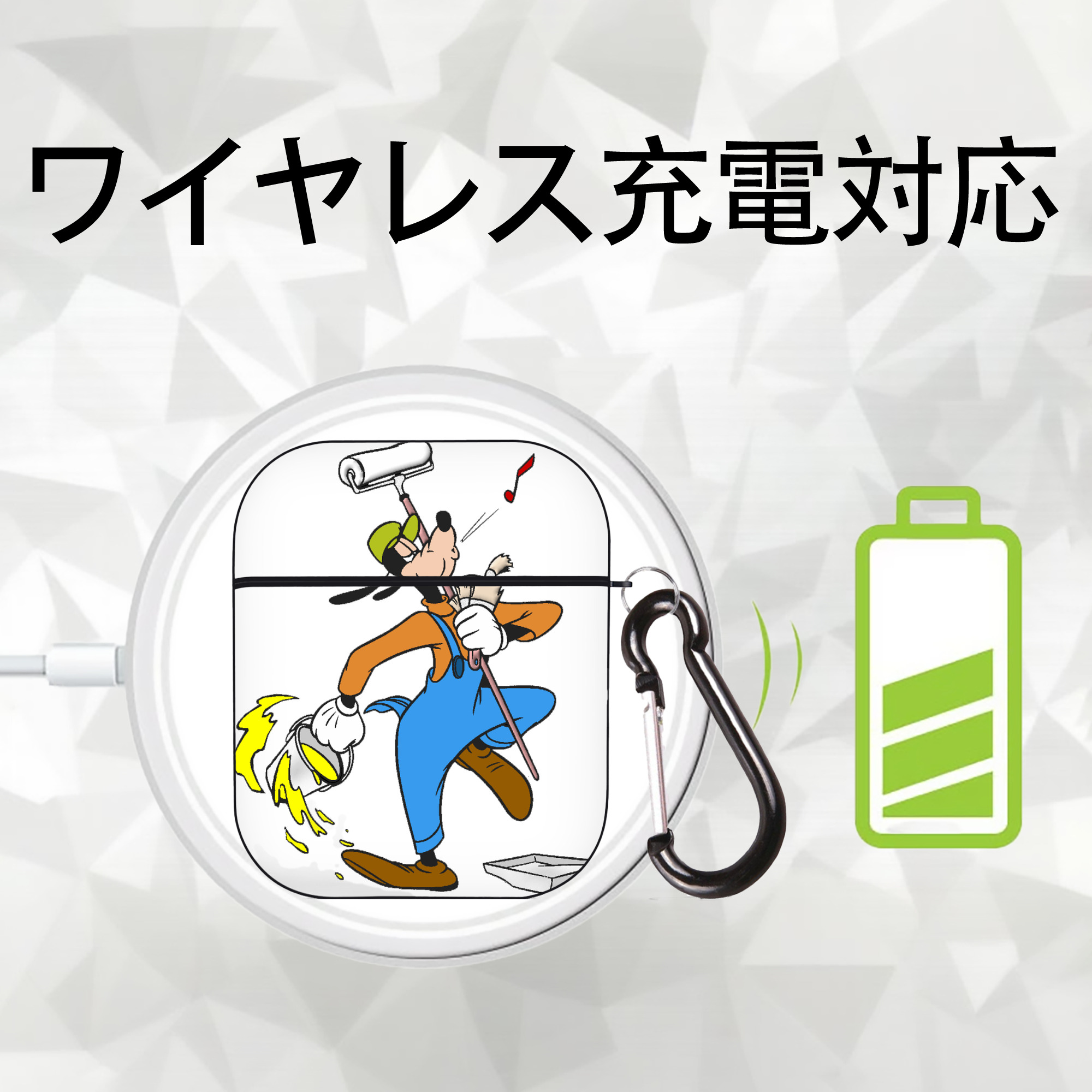 ミッキーマウス Mickey Mouse AirPods 第2世代保護ケース ハードシェル ブラック 耐衝撃・防指紋・カラビナ付き