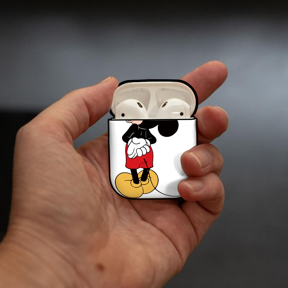 ミッキーマウス Mickey Mouse AirPods 第2世代保護ケース ハードシェル ブラック 耐衝撃・防指紋・カラビナ付き