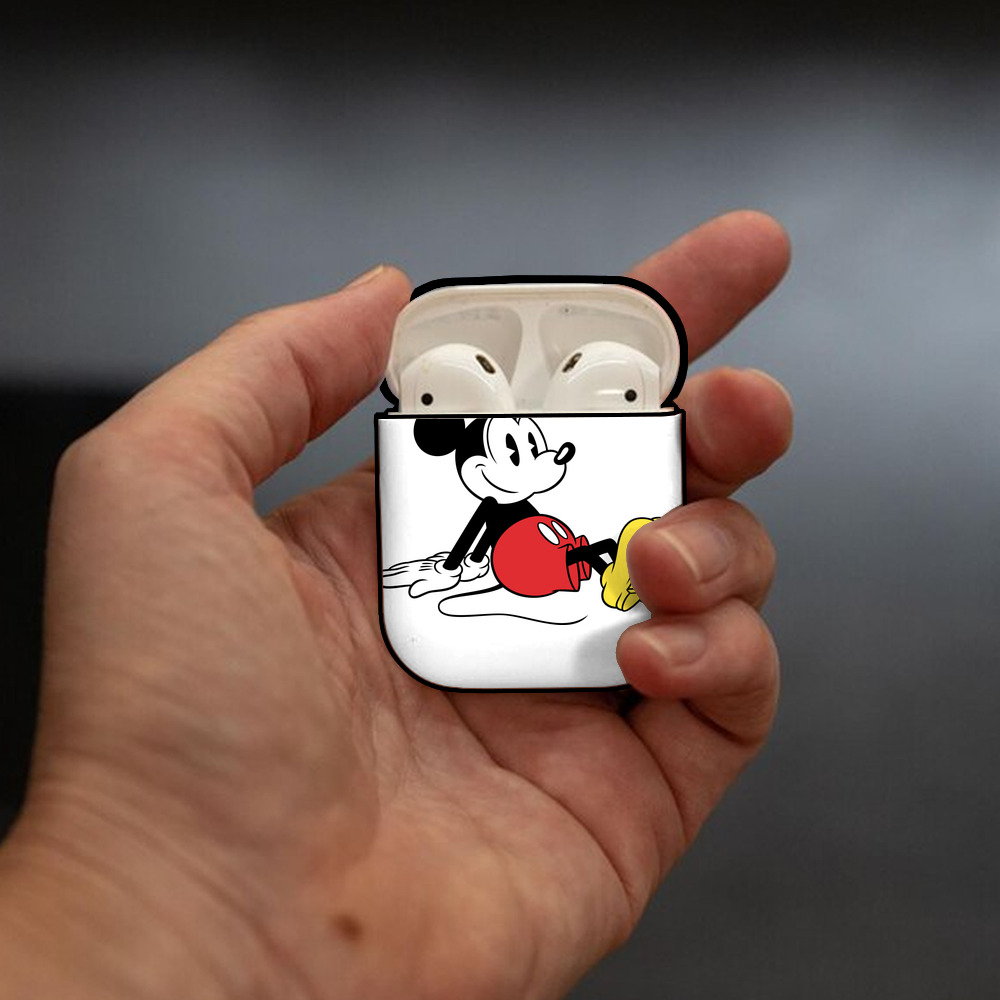 ミッキーマウス Mickey Mouse AirPods 第2世代保護ケース ハードシェル ブラック 耐衝撃・防指紋・カラビナ付き