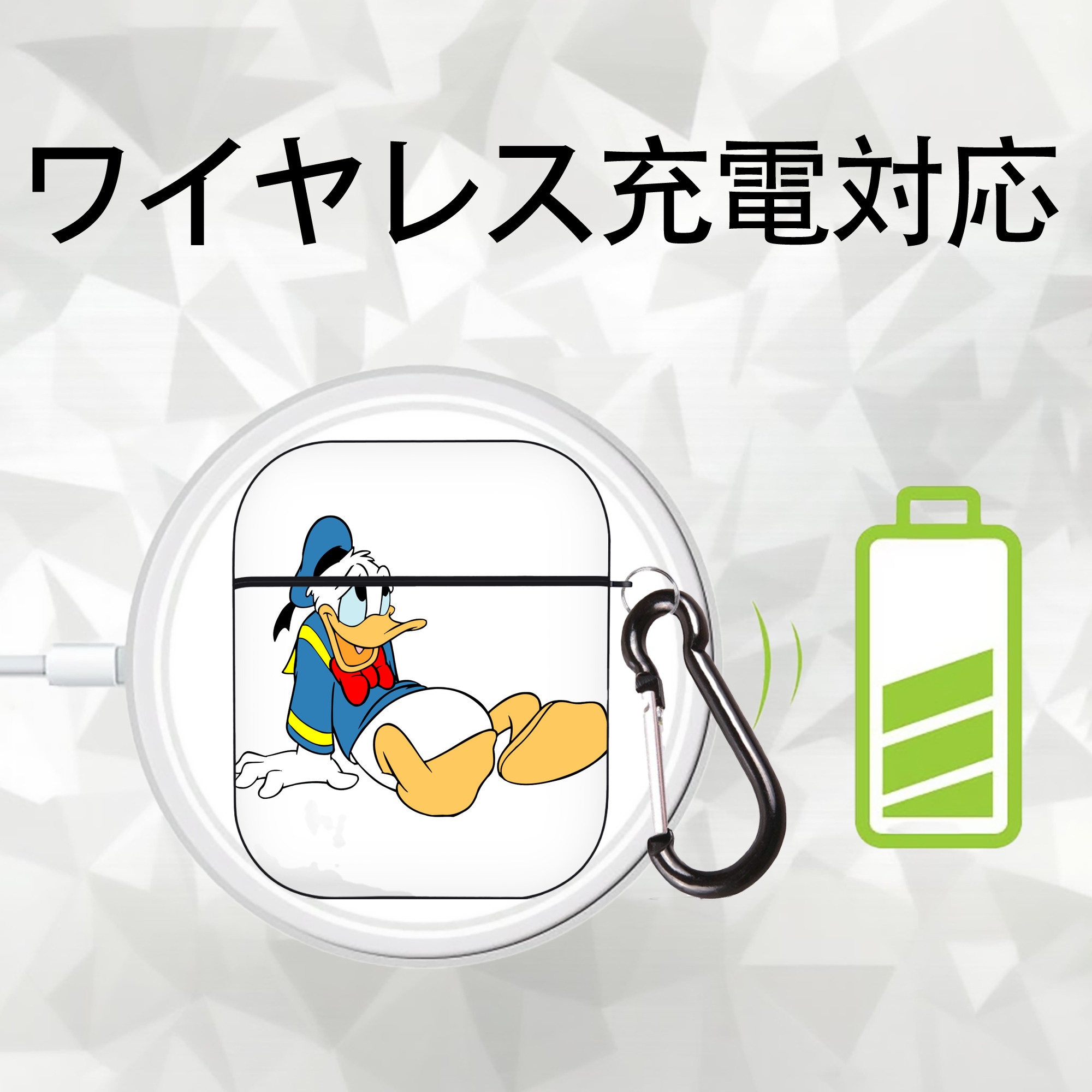 ミッキーマウス Mickey Mouse AirPods 第2世代保護ケース ハードシェル ブラック 耐衝撃・防指紋・カラビナ付き
