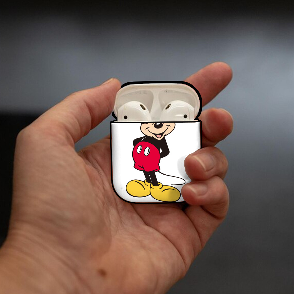 ミッキーマウス Mickey Mouse AirPods 第2世代保護ケース ハードシェル ブラック 耐衝撃・防指紋・カラビナ付き