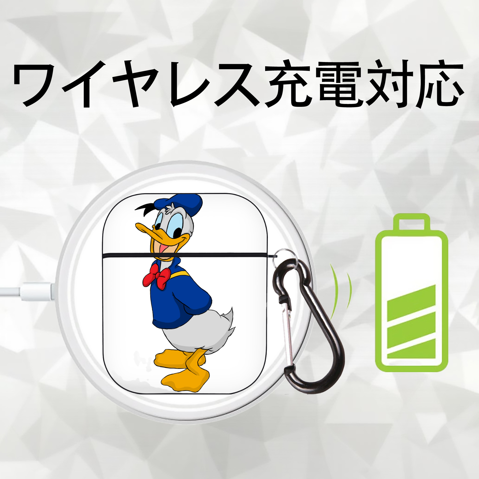 ミッキーマウス Mickey Mouse AirPods 第2世代保護ケース ハードシェル ブラック 耐衝撃・防指紋・カラビナ付き