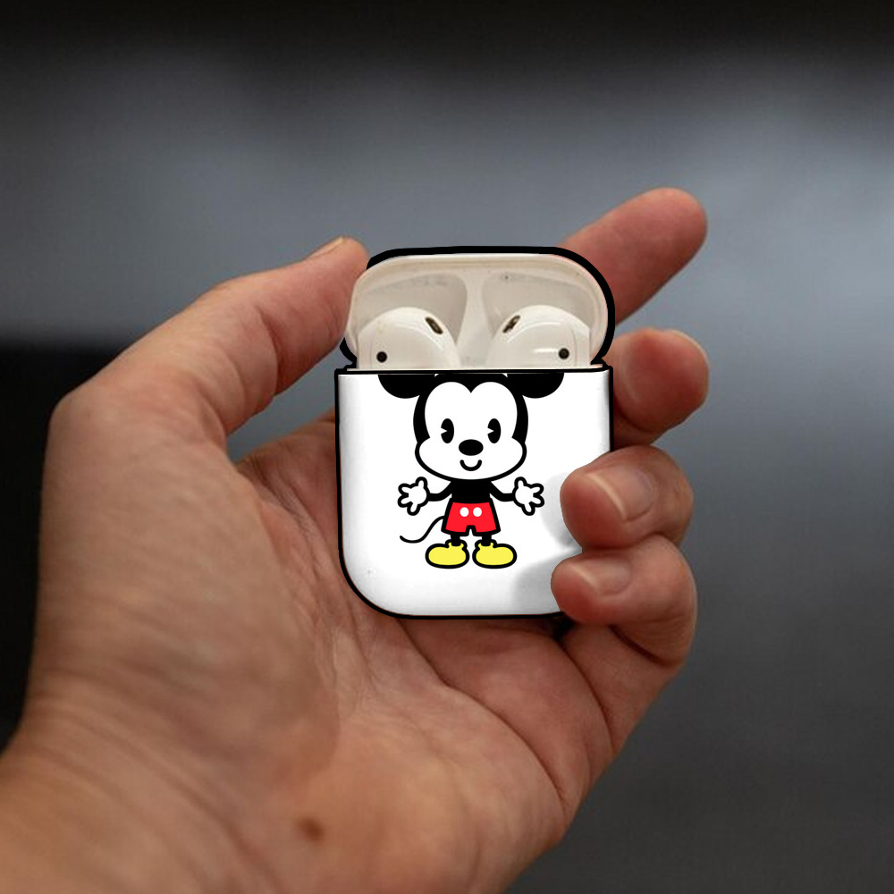 ミッキーマウス Mickey Mouse AirPods 第2世代保護ケース ハードシェル ブラック 耐衝撃・防指紋・カラビナ付き