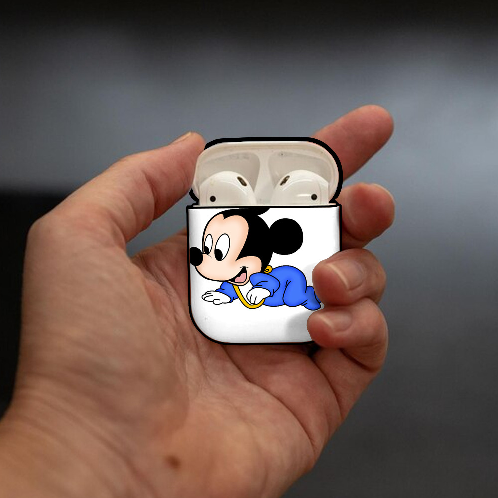 ミッキーマウス Mickey Mouse AirPods 第2世代保護ケース ハードシェル ブラック 耐衝撃・防指紋・カラビナ付き