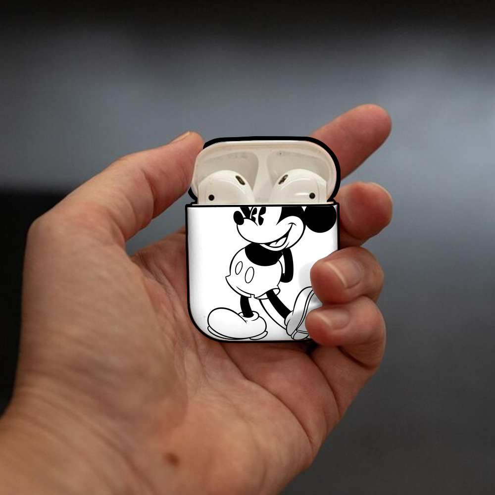 ミッキーマウス Mickey Mouse AirPods 第2世代保護ケース ハードシェル ブラック 耐衝撃・防指紋・カラビナ付き