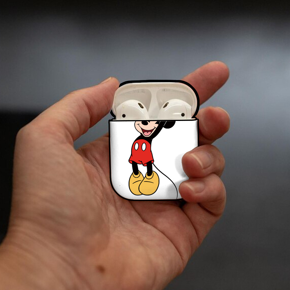 ミッキーマウス Mickey Mouse AirPods 第2世代保護ケース ハードシェル ブラック 耐衝撃・防指紋・カラビナ付き