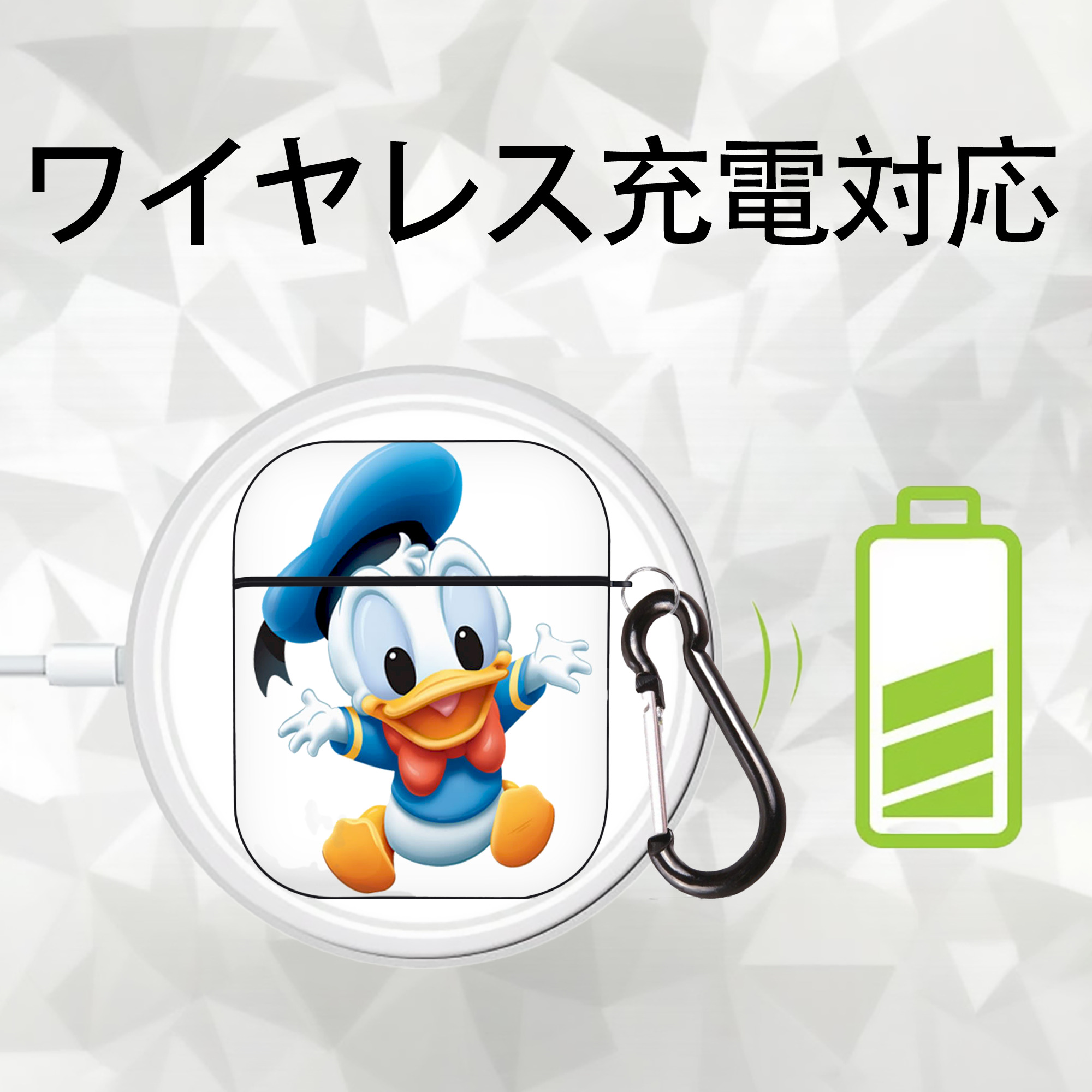 ミッキーマウス Mickey Mouse AirPods 第2世代保護ケース ハードシェル ブラック 耐衝撃・防指紋・カラビナ付き