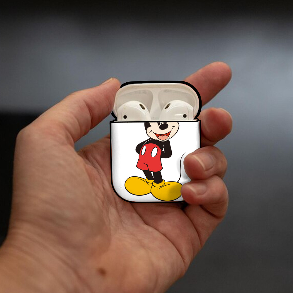 ミッキーマウス Mickey Mouse AirPods 第2世代保護ケース ハードシェル ブラック 耐衝撃・防指紋・カラビナ付き