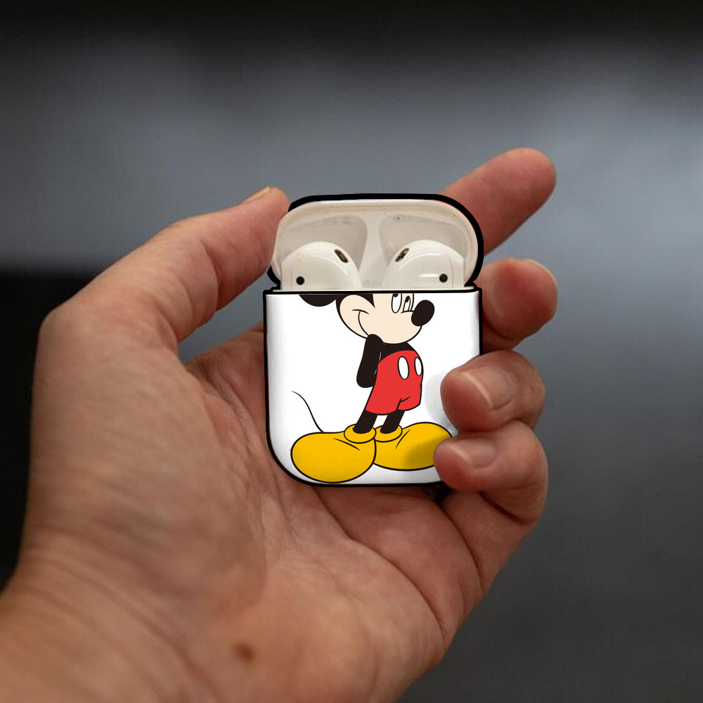ミッキーマウス Mickey Mouse AirPods 第2世代保護ケース ハードシェル ブラック 耐衝撃・防指紋・カラビナ付き