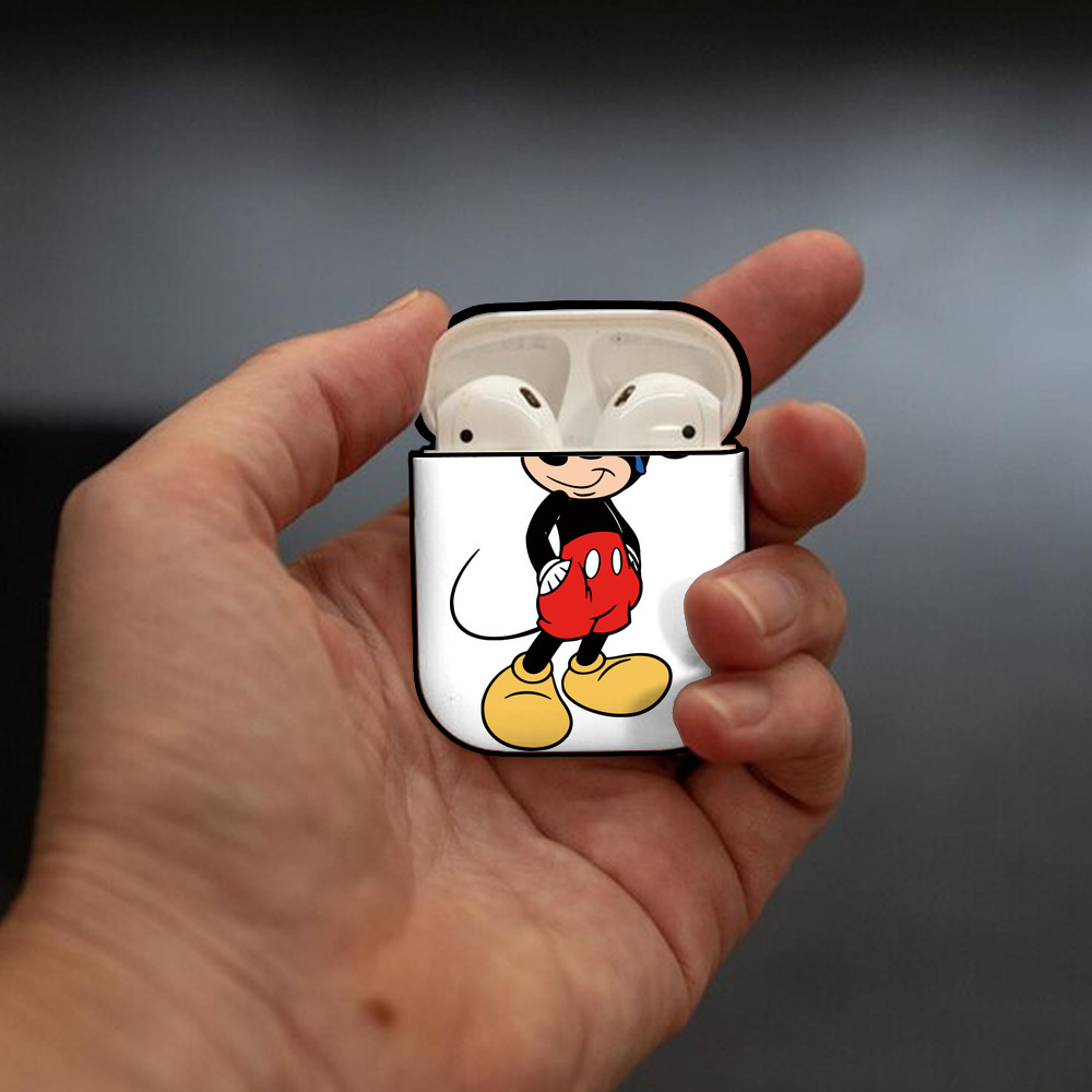 ミッキーマウス Mickey Mouse AirPods 第2世代保護ケース ハードシェル ブラック 耐衝撃・防指紋・カラビナ付き