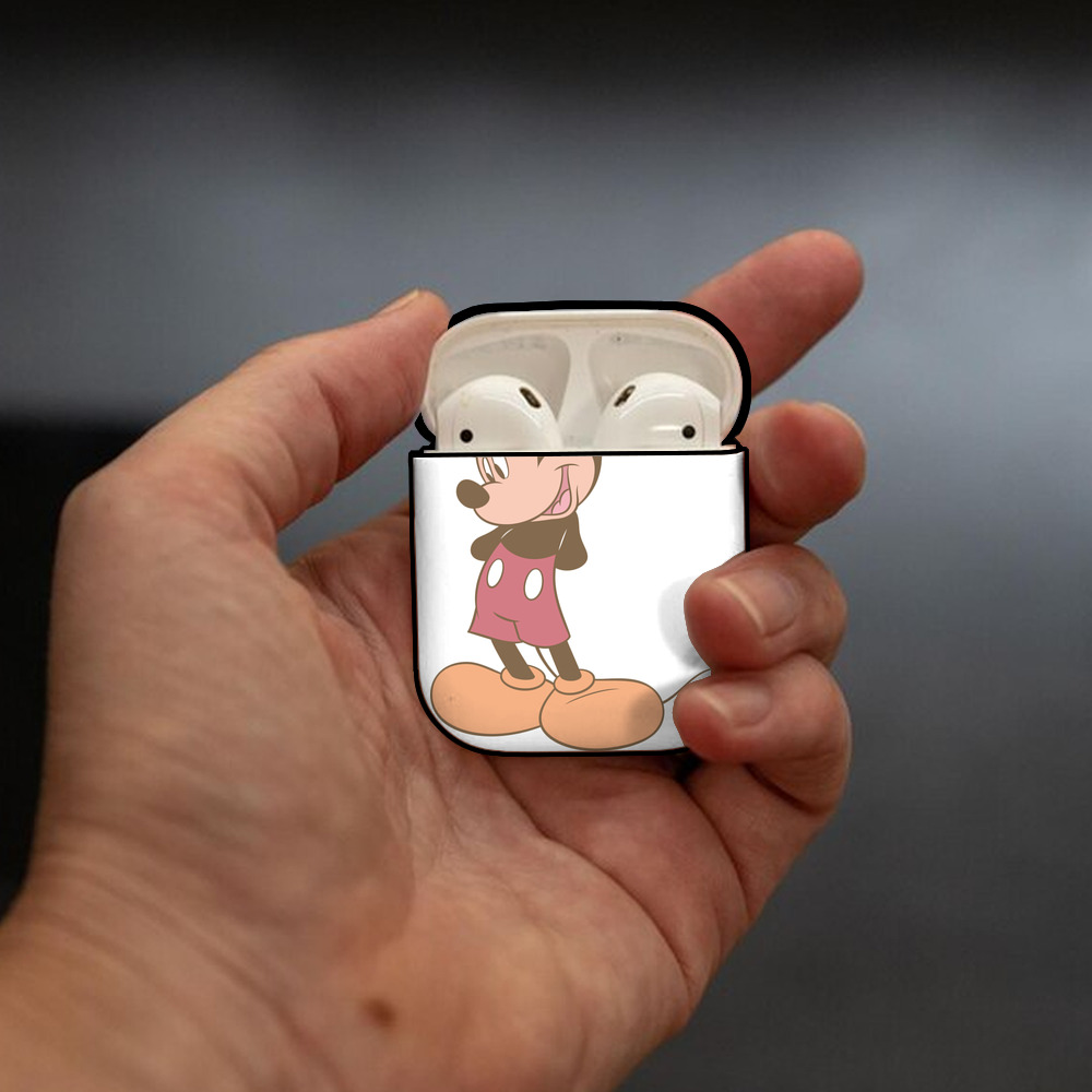 ミッキーマウス Mickey Mouse AirPods 第2世代保護ケース ハードシェル ブラック 耐衝撃・防指紋・カラビナ付き