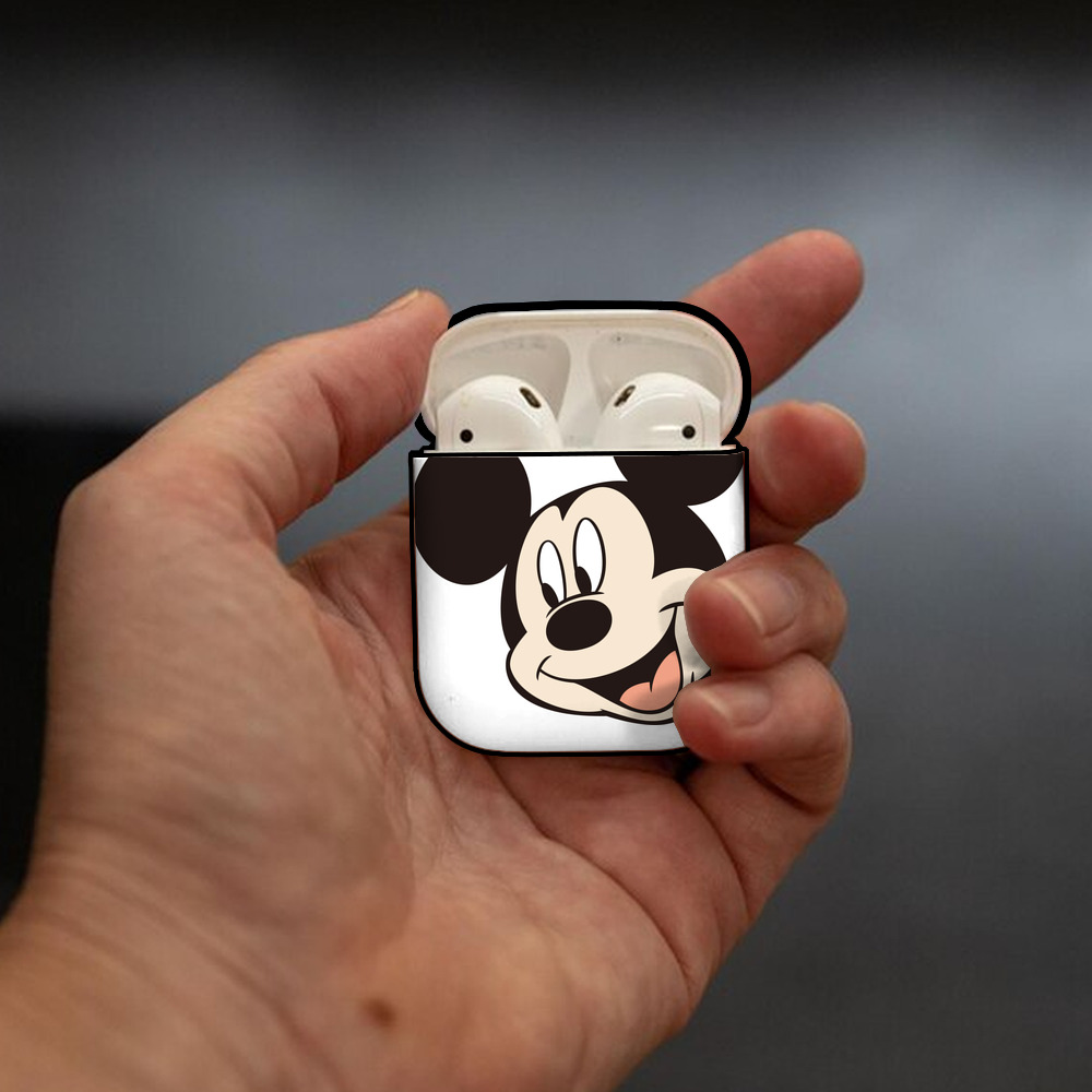 ミッキーマウス Mickey Mouse AirPods 第2世代保護ケース ハードシェル ブラック 耐衝撃・防指紋・カラビナ付き