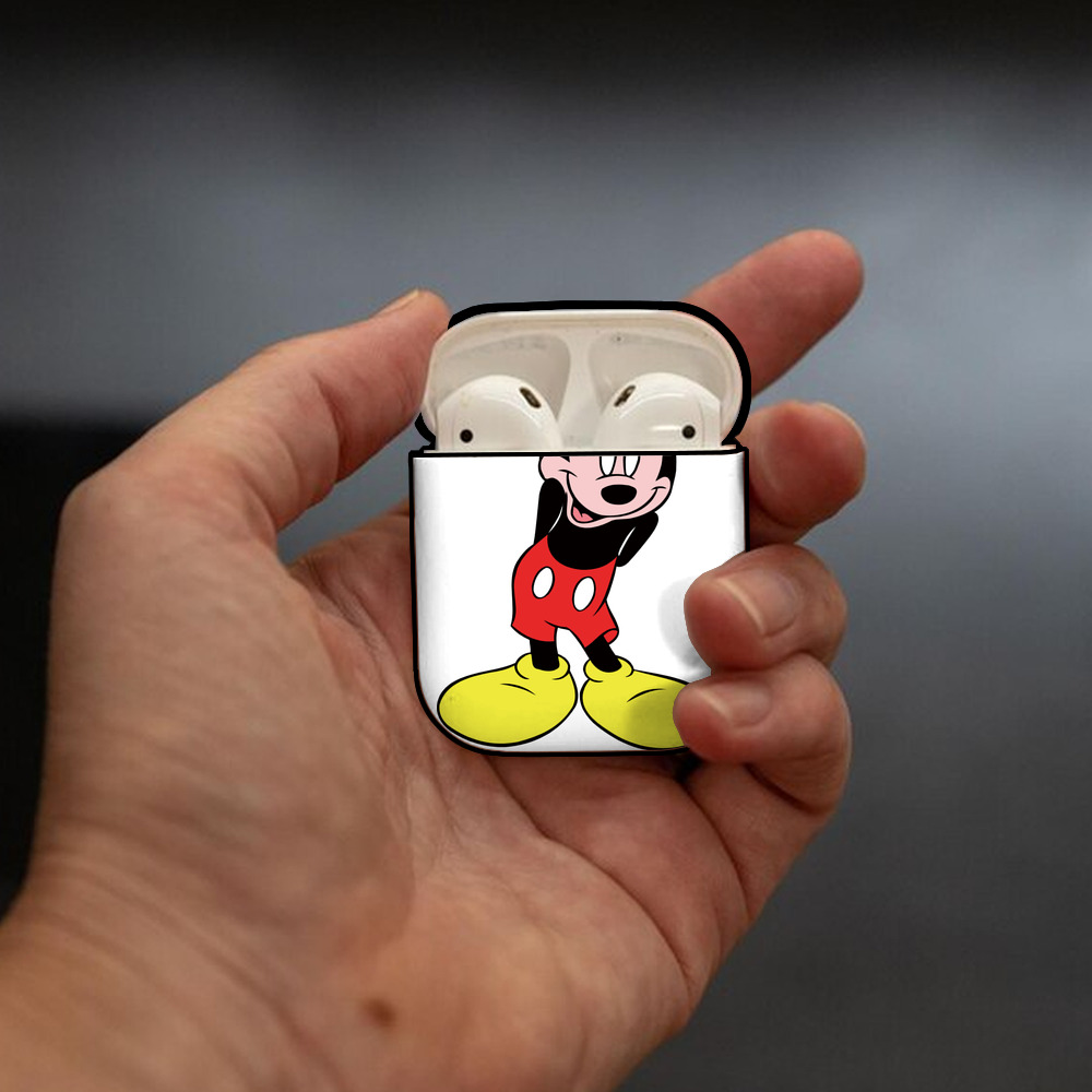 ミッキーマウス Mickey Mouse AirPods 第2世代保護ケース ハードシェル ブラック 耐衝撃・防指紋・カラビナ付き