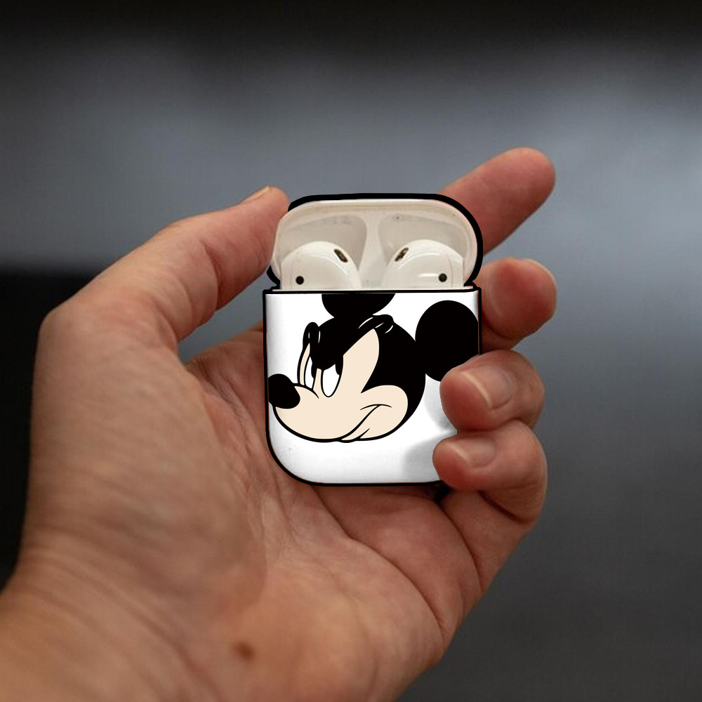 ミッキーマウス Mickey Mouse AirPods 第2世代保護ケース ハードシェル ブラック 耐衝撃・防指紋・カラビナ付き