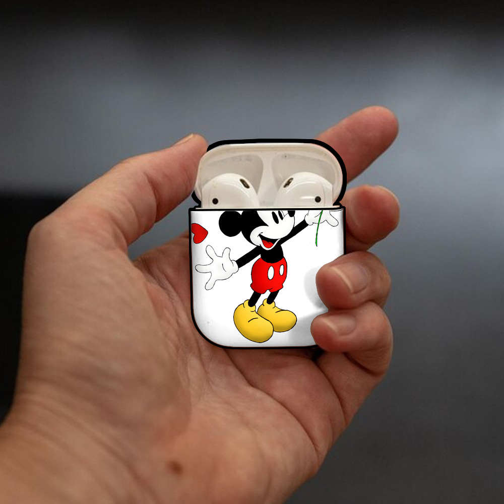 ミッキーマウス Mickey Mouse AirPods 第2世代保護ケース ハードシェル ブラック 耐衝撃・防指紋・カラビナ付き