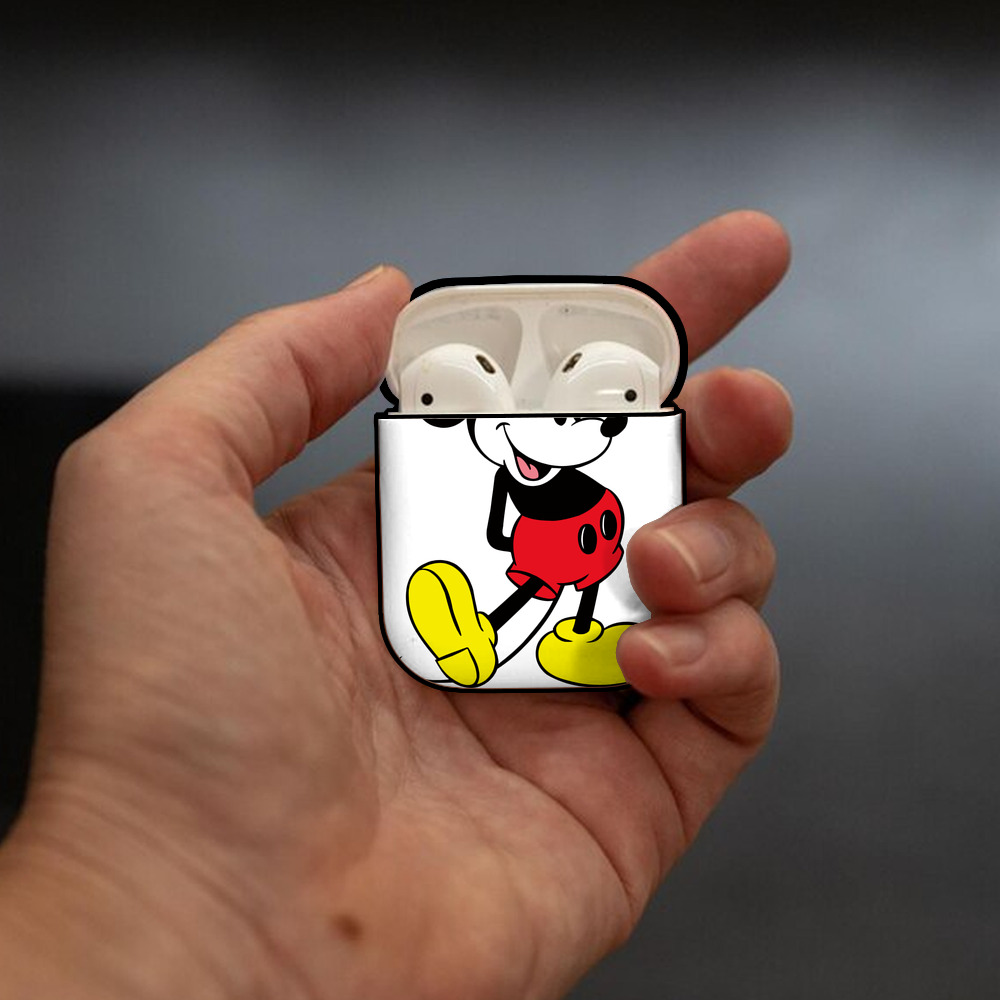 ミッキーマウス Mickey Mouse AirPods 第2世代保護ケース ハードシェル ブラック 耐衝撃・防指紋・カラビナ付き