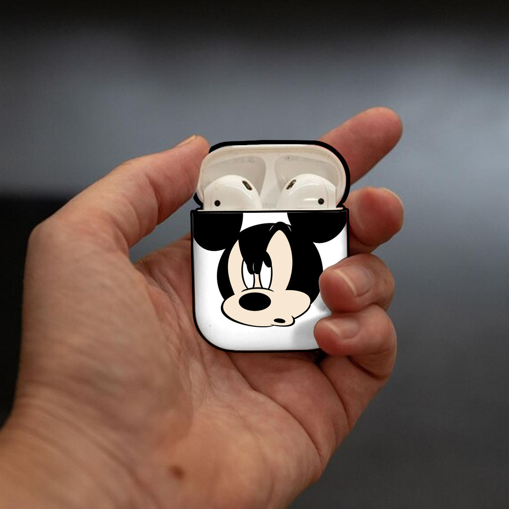 ミッキーマウス Mickey Mouse AirPods 第2世代保護ケース ハードシェル ブラック 耐衝撃・防指紋・カラビナ付き