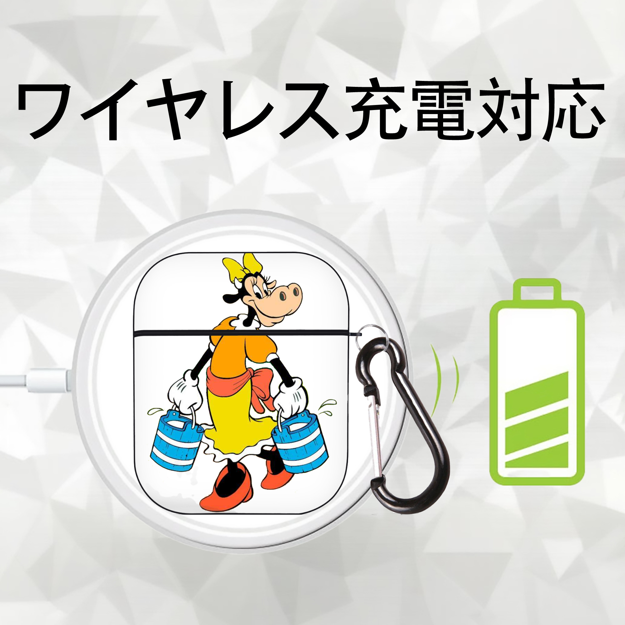 ミッキーマウス Mickey Mouse AirPods 第2世代保護ケース ハードシェル ブラック 耐衝撃・防指紋・カラビナ付き