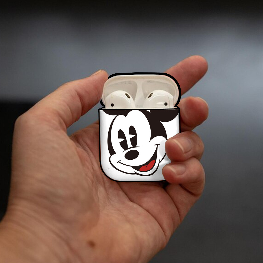 ミッキーマウス Mickey Mouse AirPods 第2世代保護ケース ハードシェル ブラック 耐衝撃・防指紋・カラビナ付き